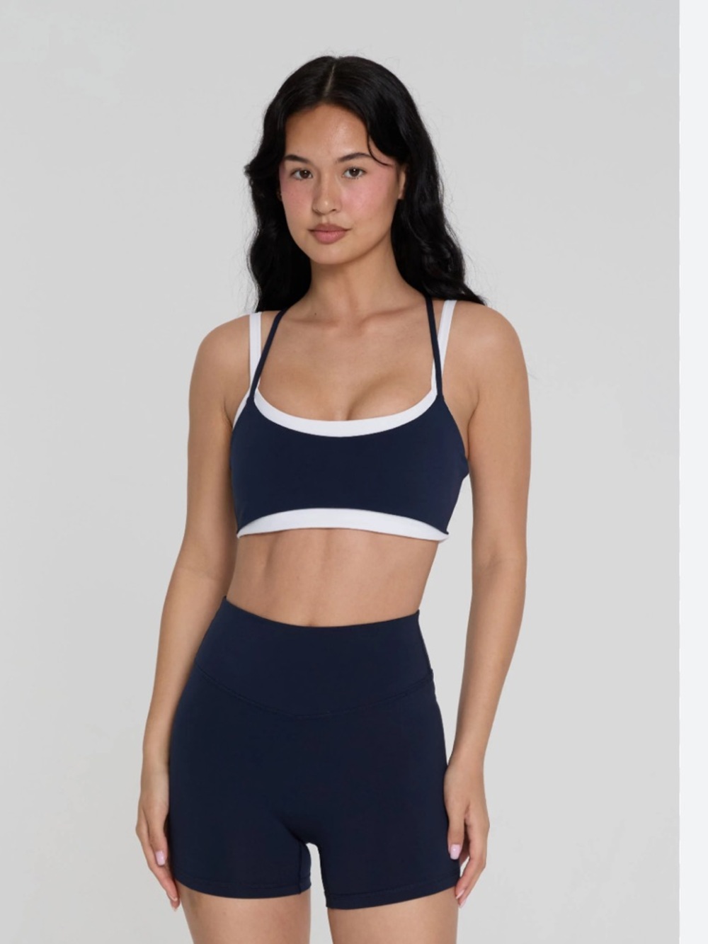 Form layered sports bra in Navy and White  Sz Small